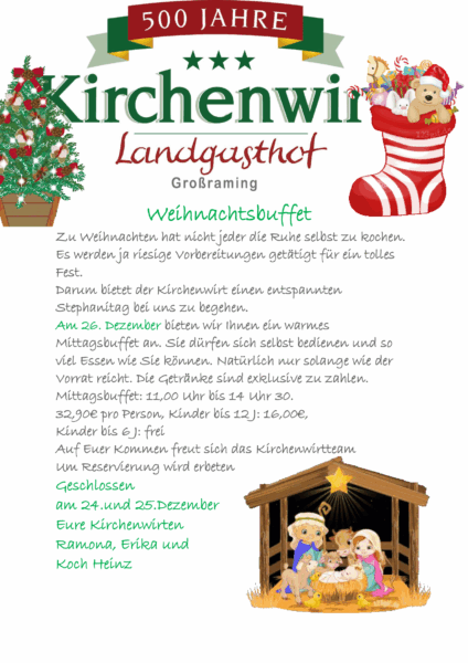 Weihnachtsbuffet am 26. Dezember